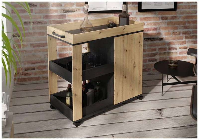 Servierwagen HOME BAR 204 Optik: Artisan Eiche Schwarzeiche, von Forte