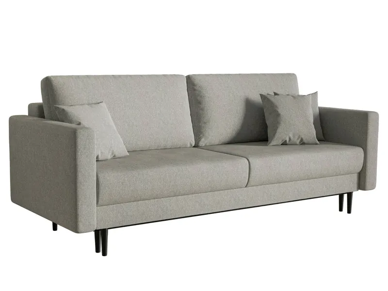 Ausziehbares Dreisitzer-Sofa Valico in Grau aus pflegeleichtem Chenille-Stoff, schwarze Beine