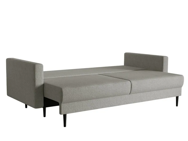 Ausziehbares Dreisitzer-Sofa Valico in Grau aus pflegeleichtem Chenille-Stoff, schwarze Beine