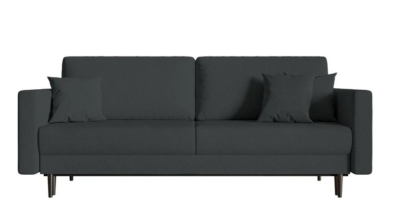 Dreisitziges ausklappbares Sofa Valico in Graphitfarbe aus pflegeleichtem Chenille-Stoff, schwarze Beine