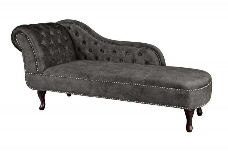 Chesterfield Chaiselongue Dunkelgrau / Braun aus dem Hause Casa Padrino - Wohnzimmer Liege Sofa