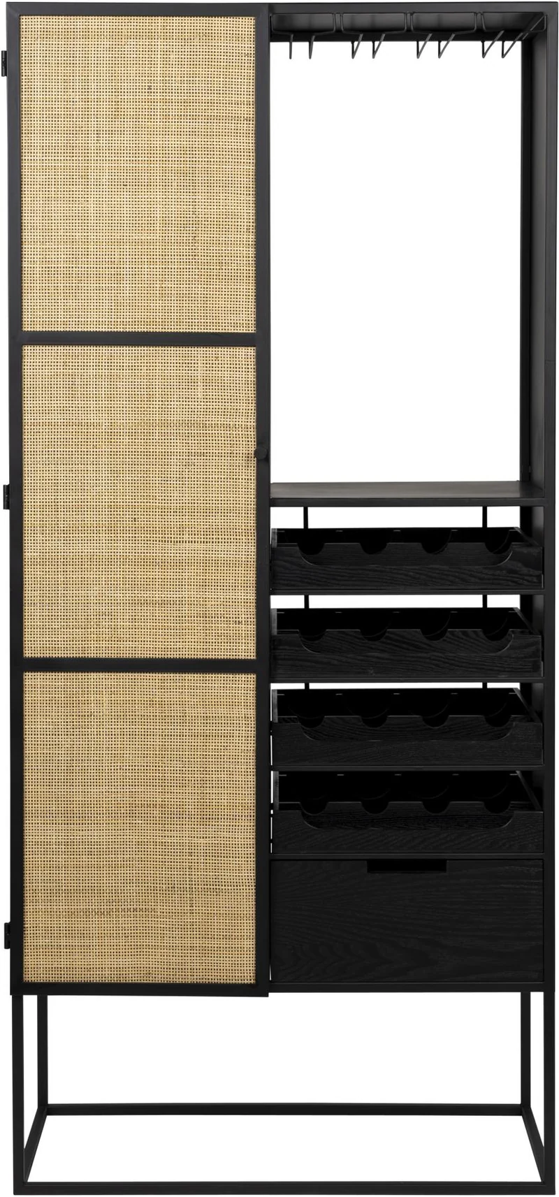 Weinschrank Weinregal GUUJI HIGH mit Rattantüre