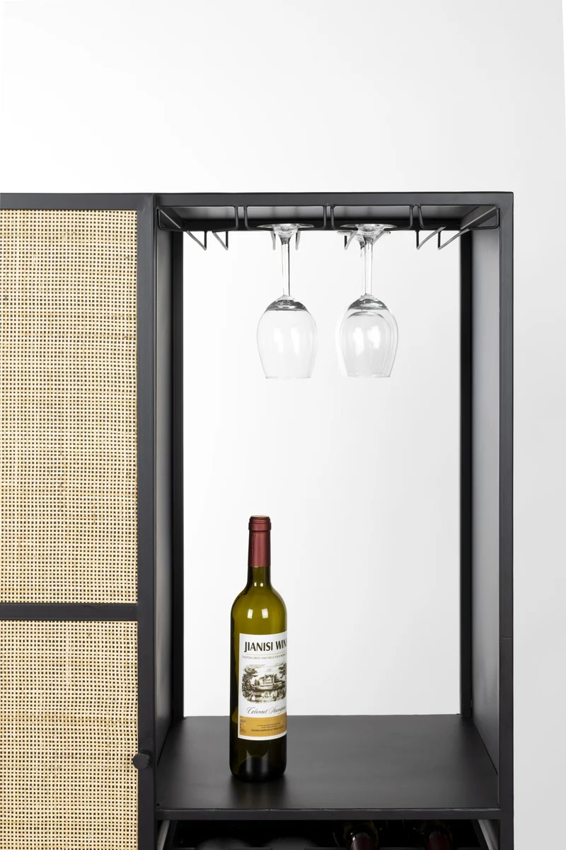 Weinschrank Weinregal GUUJI HIGH mit Rattantüre