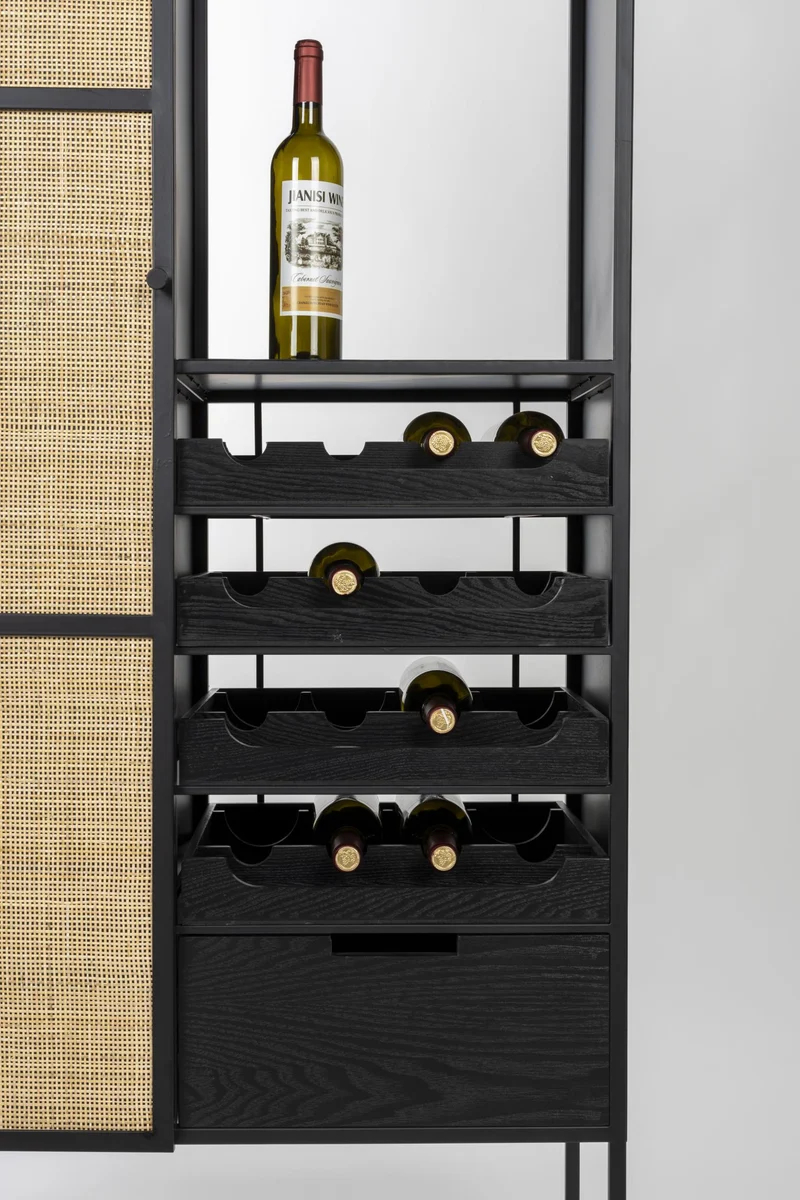 Weinschrank Weinregal GUUJI HIGH mit Rattantüre