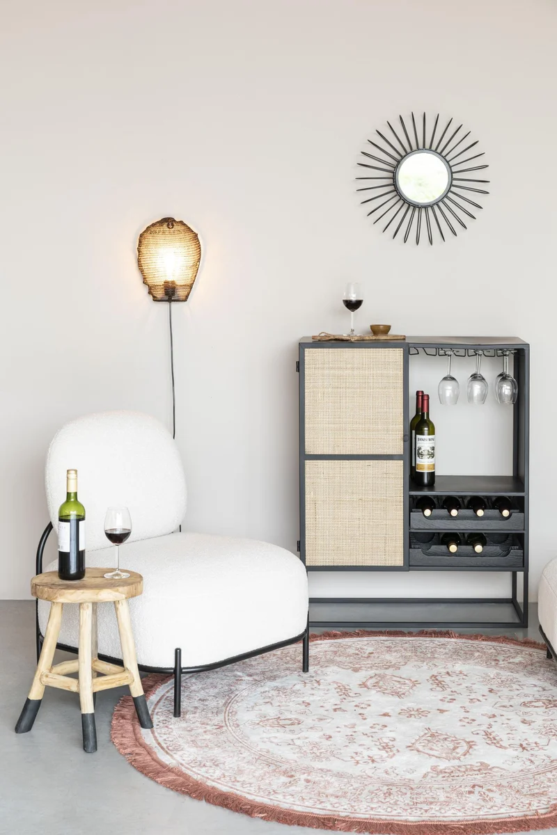 Weinschrank Weinregal GUUJI LOW mit Rattantüre