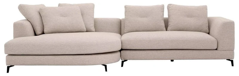 Casa Padrino Luxus Ecksofa Linke Seite Sandfarben / Schwarz 310 x 150 x H. 65 cm - Wohnzimmer Sofa mit Kissen - Wohnzimmer Möbel - Wohnzimmer Einrichtung - Luxus Möbel - Luxus Einrichtung