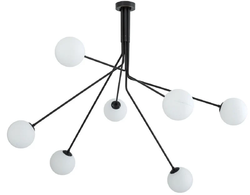 Casa Padrino Luxus Halogen Kronleuchter Bronzefarben / Weiß 192 x 192 x H. 85 cm - Moderner dimmbarer Kronleuchter mit runden Glas Lampenschirmen - Luxus Kollektion