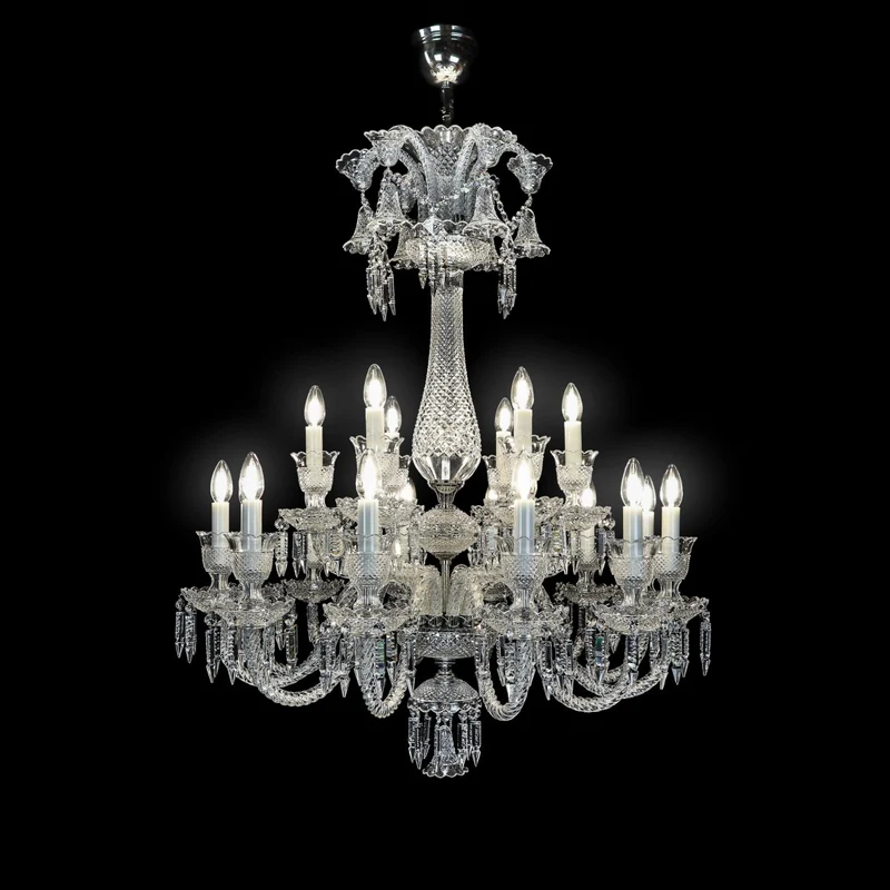 Casa Padrino Luxus Barock Kristall Kronleuchter Silber Ø 90 x H. 110 cm - Prunkvolle Messing Kronleuchter mit böhmischem Kristallglas - Barock Möbel - Edel & Prunkvoll