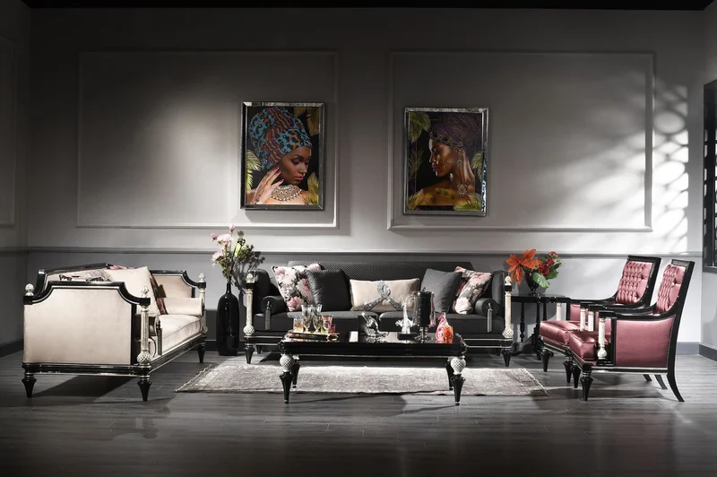 Casa Padrino Luxus Barock Couchtisch Schwarz / Silber - Handgefertigter Massivholz Wohnzimmertisch im Barockstil - Barock Wohnzimmer Möbel