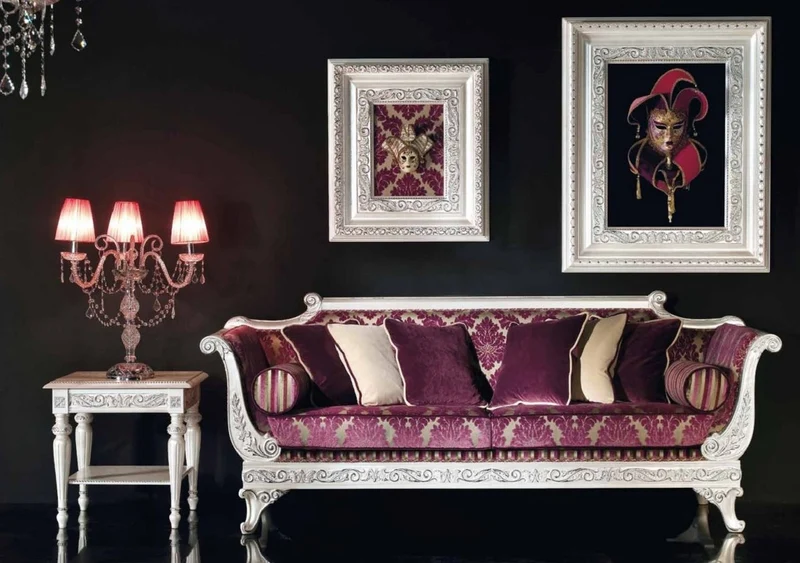 Casa Padrino Luxus Barock Kristall Tischleuchte Silber / Rot Ø 55 x H. 60 cm - Prunkvolle Barockstil Schreibtischleuchte mit venzezianischem Glas und Swarovski Kristallglas - Made in Italy