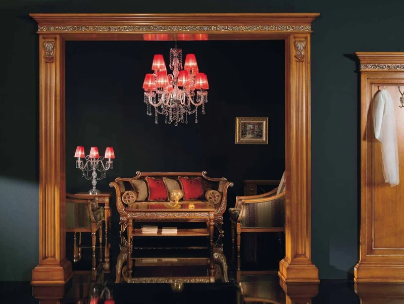 Casa Padrino Luxus Barock Kristall Tischleuchte Silber / Rot Ø 55 x H. 60 cm - Prunkvolle Barockstil Schreibtischleuchte mit venzezianischem Glas und Swarovski Kristallglas - Made in Italy