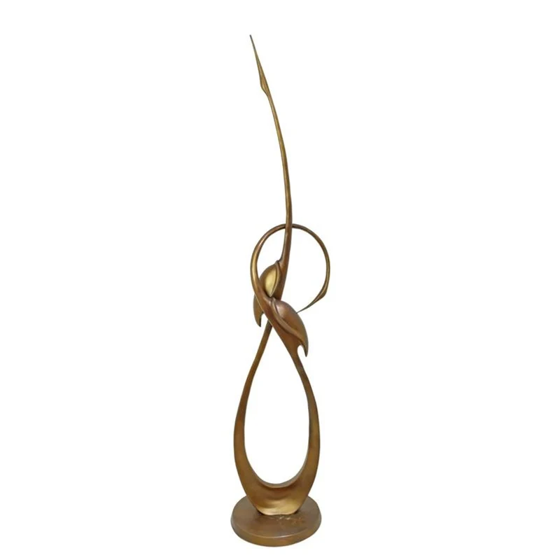 Casa Padrino Luxus Bronze Skulptur Zwei Kraniche Abstrakt Bronze / Gold 32 x H. 166 cm - Große Bronzefigur - Moderne Deko Figur