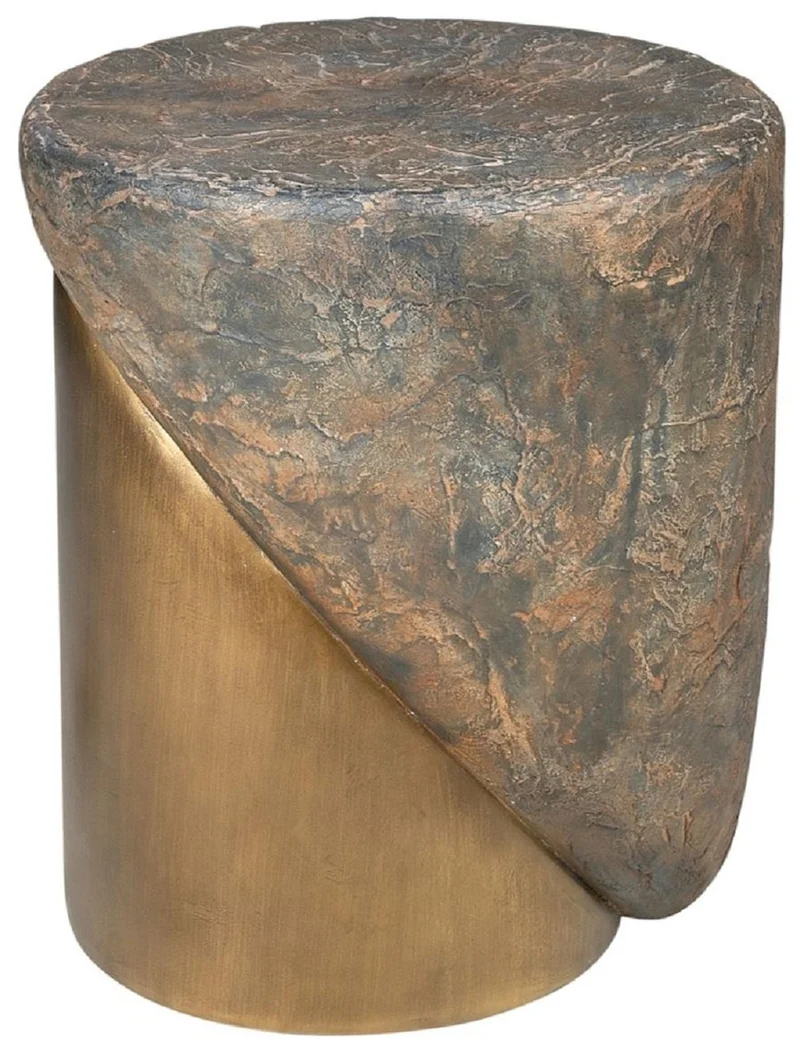 Casa Padrino Designer Hocker Antik Kupfer / Messing Ø 41 x H. 48,5 cm - Runder Sitzhocker aus Glasfaserverstärktem Beton - Luxus Möbel