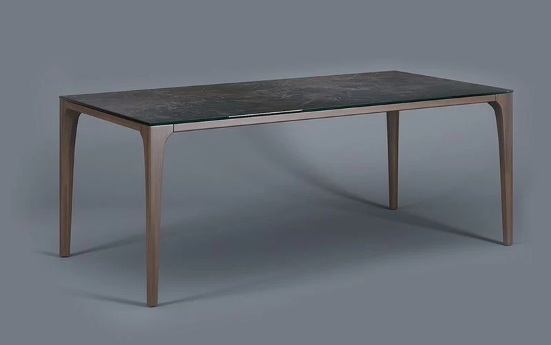 Casa Padrino Luxus Designer Esstisch mit Glasplatte in Halb Edelstein Optik - High Class Esszimmer Tisch
