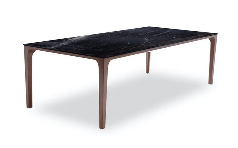 Casa Padrino Luxus Designer Esstisch mit Glasplatte in Halb Edelstein Optik - High Class Esszimmer Tisch