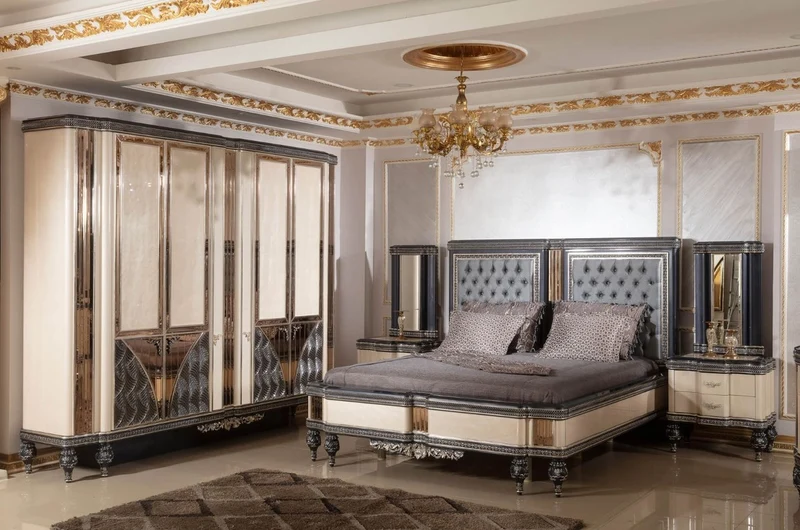 Casa Padrino Luxus Barock Nachtkommode Beige / Schwarz / Gold - Prunkvoller Barockstil Nachttisch mit 2 Schubladen - Luxus Schlafzimmer Möbel im Barockstil - Barock Möbel - Barock Interior