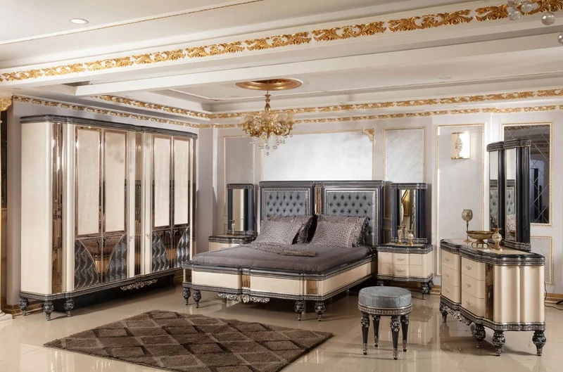 Casa Padrino Luxus Barock Nachtkommode Beige / Schwarz / Gold - Prunkvoller Barockstil Nachttisch mit 2 Schubladen - Luxus Schlafzimmer Möbel im Barockstil - Barock Möbel - Barock Interior