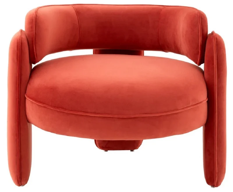Casa Padrino Luxus Samt Sessel Orange 80 x 71 x H. 68,5 cm - Wohnzimmer Sessel - Hotel Sessel - Wohnzimmer Möbel - Luxus Möbel - Wohnzimmer Einrichtung - Luxus Einrichtung - Möbel Luxus