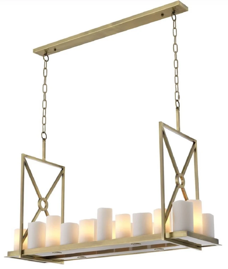 Casa Padrino Luxus LED Kronleuchter Messingfarben / Weiß 120 x 39 x H. 79 cm - Moderner Kronleuchter mit Fernbedienung - Luxus Qualität