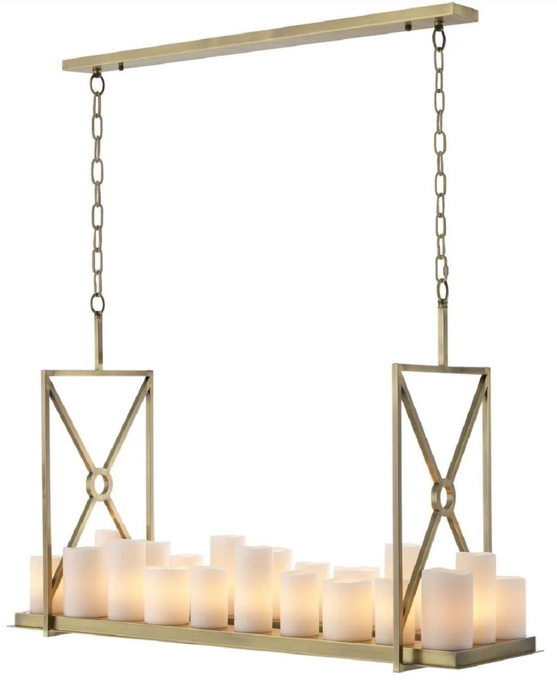 Casa Padrino Luxus LED Kronleuchter Messingfarben / Weiß 120 x 39 x H. 79 cm - Moderner Kronleuchter mit Fernbedienung - Luxus Qualität