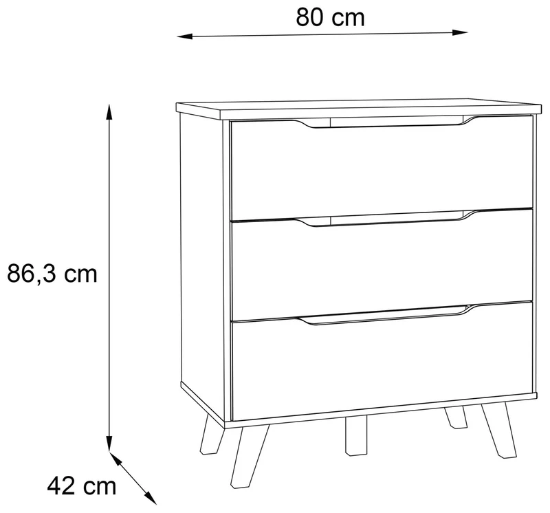 Schubladenkommode VANKKA Kommode mit 3 Schubladen, Plankeneiche / Weiß