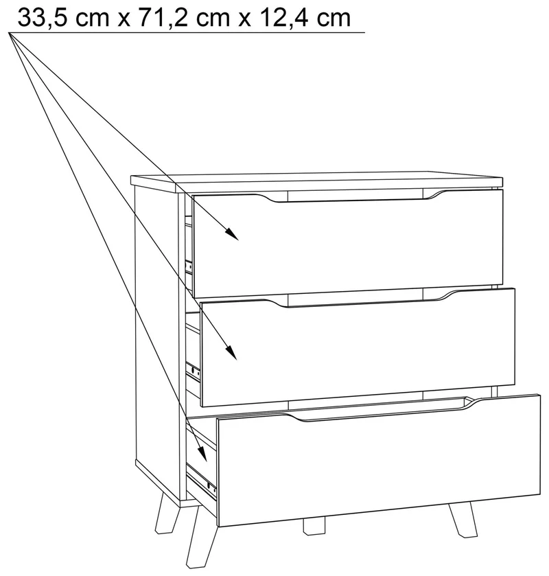 Schubladenkommode VANKKA Kommode mit 3 Schubladen, Plankeneiche / Weiß