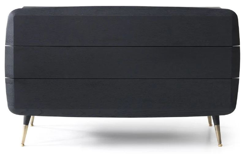 Casa Padrino Luxus Massivholz Kommode mit 3 Schubladen Schwarz / Antik Messing 123 x 55 x H. 78 cm - Schlafzimmer Kommode - Schlafzimmer Möbel - Luxus Möbel - Luxus Einrichtung - Möbel Luxus