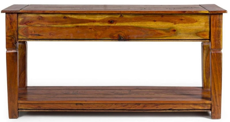 Casa Padrino Landhausstil Konsole Braun / Naturfarben 150 x 45 x H. 78 cm - Rustikaler Massivholz Konsolentisch mit 4 Schubladen - Rustikale Möbel - Massivholz Möbel - Landhausstil Möbel