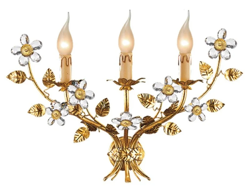 Casa Padrino Luxus Barock Wandleuchte Gold mit Patina 52 x 20 x H. 35 cm - Elegante Barockstil Wandlampe mit edlem Murano Glas - Barock Leuchten - Luxus Qualität - Made in Italy