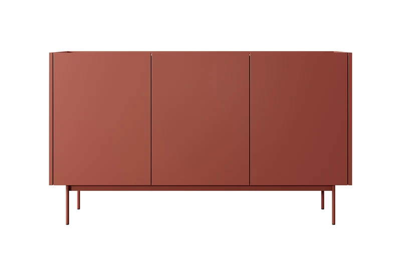 Drehtür-Kommode Color 144 cm Ziegelrot / Eiche Linea