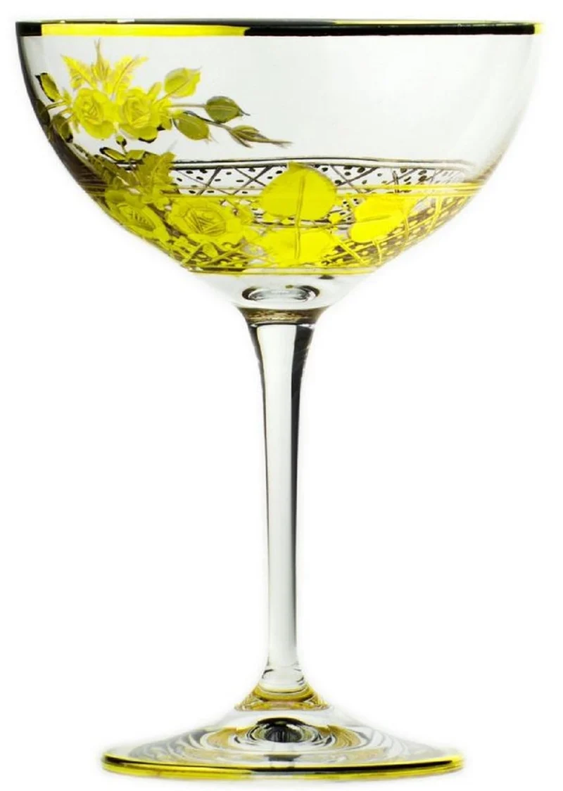 Casa Padrino Luxus Barock Champagnerglas 6er Set Gold Ø 11,5 x H. 16 cm - Handgefertigte und handgravierte Champagner Gläser - Hotel & Restaurant Accessoires - Luxus Qualität