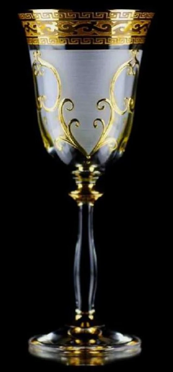 Casa Padrino Luxus Barock Likörglas 6er Set Weiß / Gold Ø 5,5 x H. 17 cm - Handgefertigte und handbemalte Likörgläser - Hotel & Restaurant Accessoires - Luxus Qualität