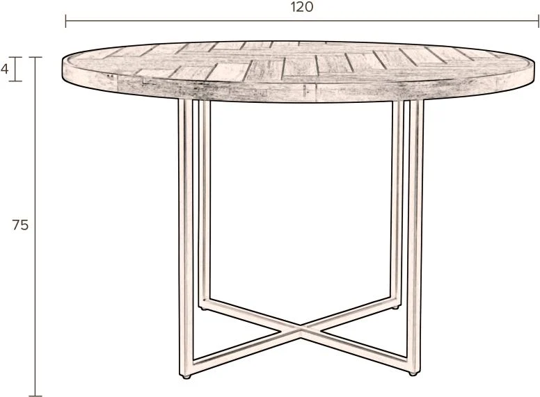 Esstisch CLASS BLACK mit Fischgrät Platte rund Ø 120 cm von DutchBone