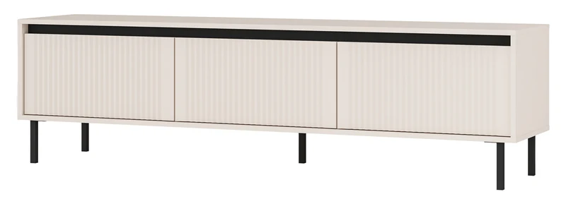 TV-Schrank Osaka mit drei Schubladen und geriffelten Fronten, 179 cm, sandbeige auf schwarzen Füßen