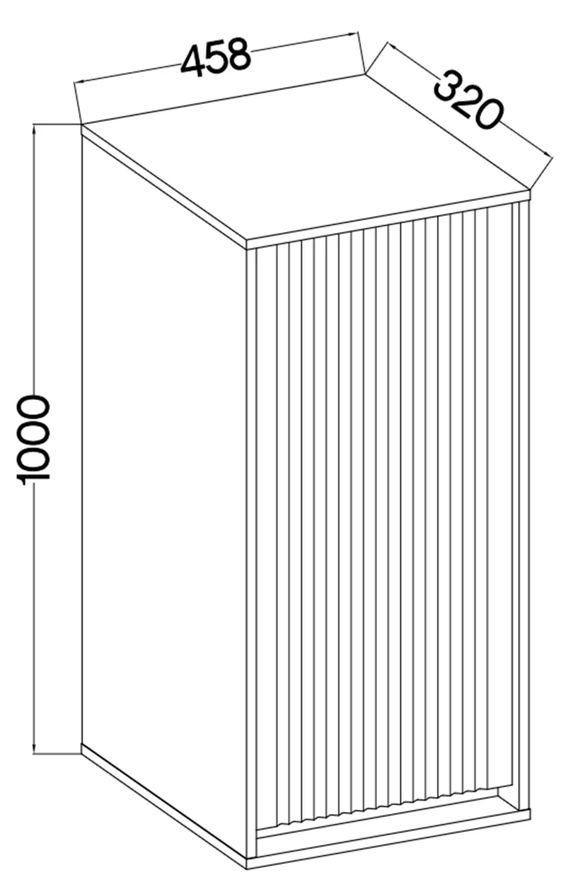 Hängeschrank Osaka mit geriffelter Front, 46 cm, Eiche Evoke