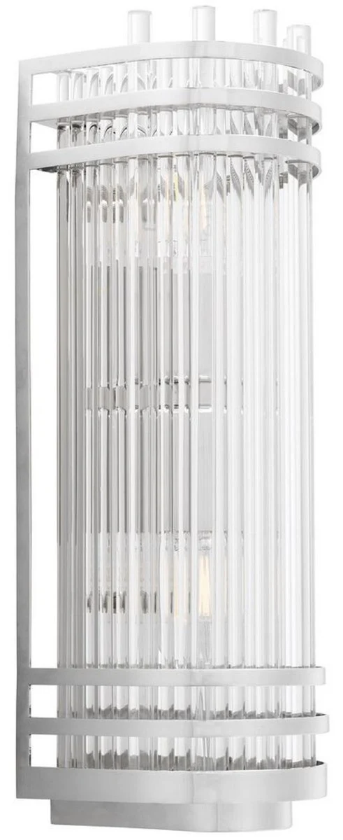 Casa Padrino Luxus Wandleuchte Silber 12 x 12,5 x H. 38 cm - Elegante Metall Wandlampe mit Glas Lampenschirm - Luxus Kollektion