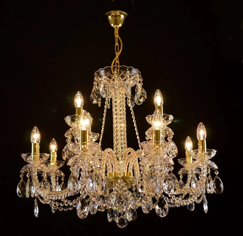 Casa Padrino Luxus Barock Kristall Kronleuchter Gold Ø 64 x H. 68 cm - Prunkvolle Messing Kronleuchter mit böhmischem Kristallglas - Barock Möbel - Edel & Prunkvoll