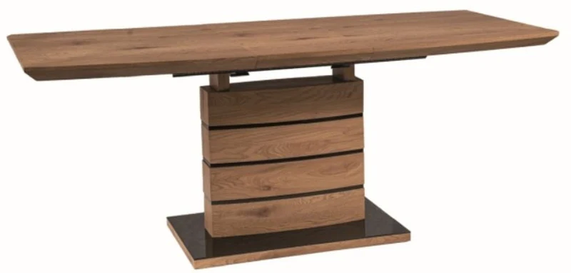 Casa Padrino Luxus Eichenholz Esstisch Braun / Schwarz 140-180 x 80 x H. 76 cm - Ausziehbarer Esszimmertisch - Esszimmer Möbel