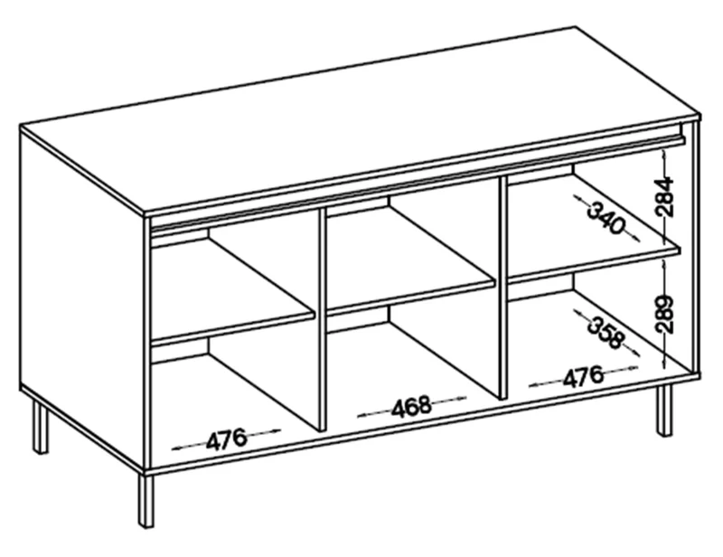 Drehtür-Kommode Osaka mit gerillten Fronten, 149 cm, sandbeige auf schwarzen Beinen