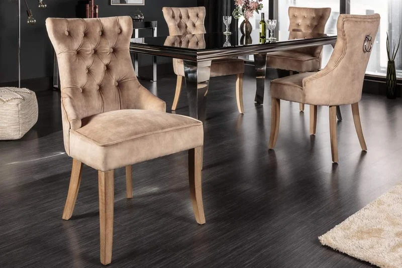 Edler Stuhl MODAN light-brown Samt mit Komfortgriff