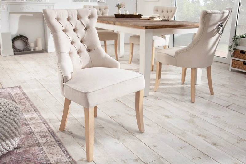 Edler Stuhl MODAN beige Leinen mit Komfortgriff