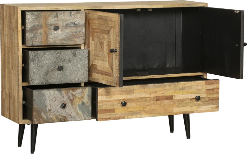 Sideboard Anrichte YAMUNA - recyceltes Holz Mango, Akazie, Teak
