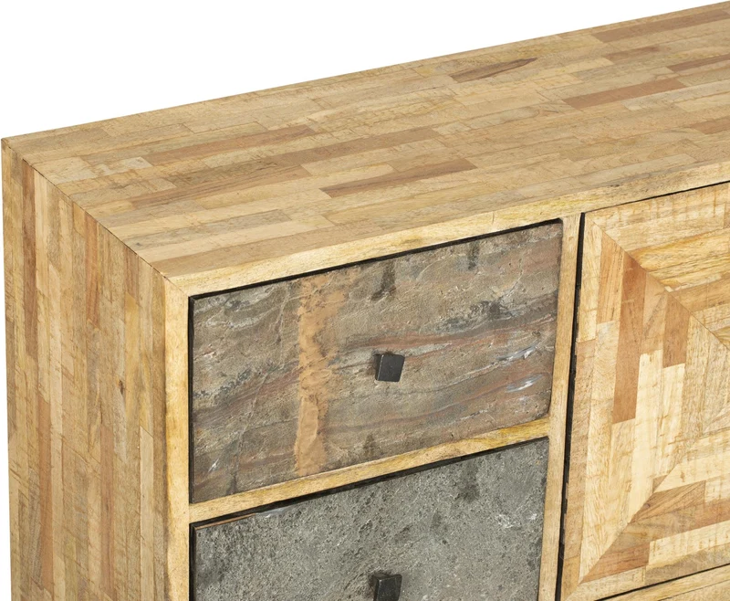 Sideboard Anrichte YAMUNA - recyceltes Holz Mango, Akazie, Teak