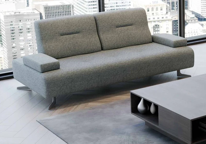 Casa Padrino Luxus Sofa mit verstellbaren Rückenlehnen Grau - Verschiedene Größen - Modernes Wohnzimmer Sofa - Luxus Möbel