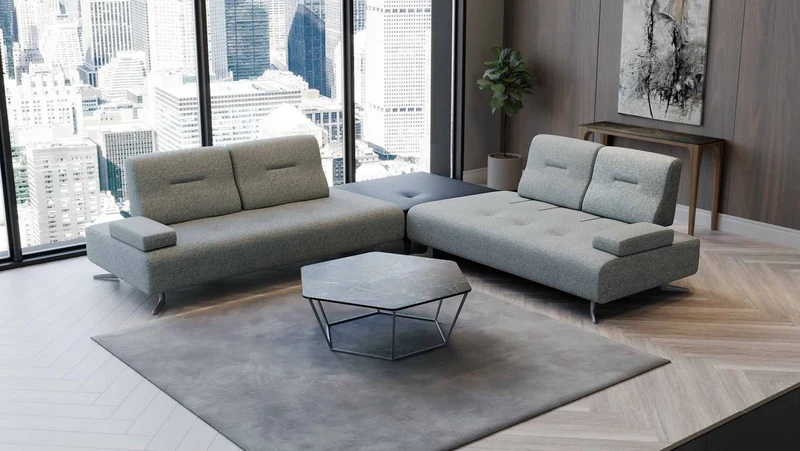 Casa Padrino Luxus Sofa mit verstellbaren Rückenlehnen Grau - Verschiedene Größen - Modernes Wohnzimmer Sofa - Luxus Möbel