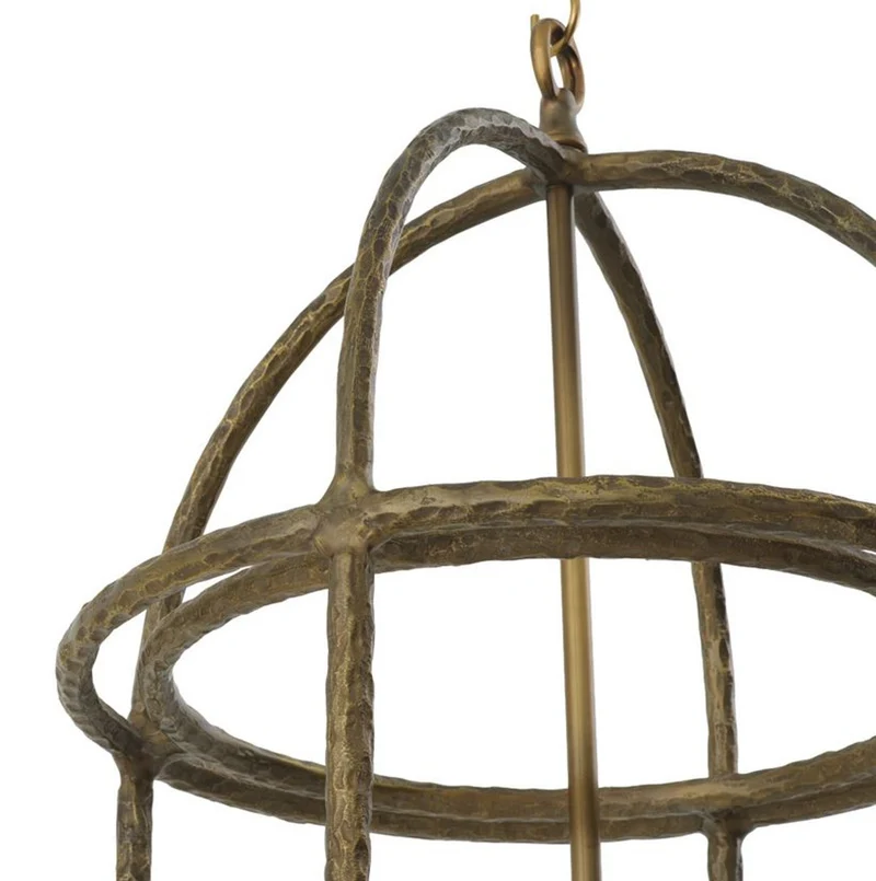 Casa Padrino Luxus Hängeleuchte Vintage Messing / Weiß H. 93,5 cm - Luxus Qualität