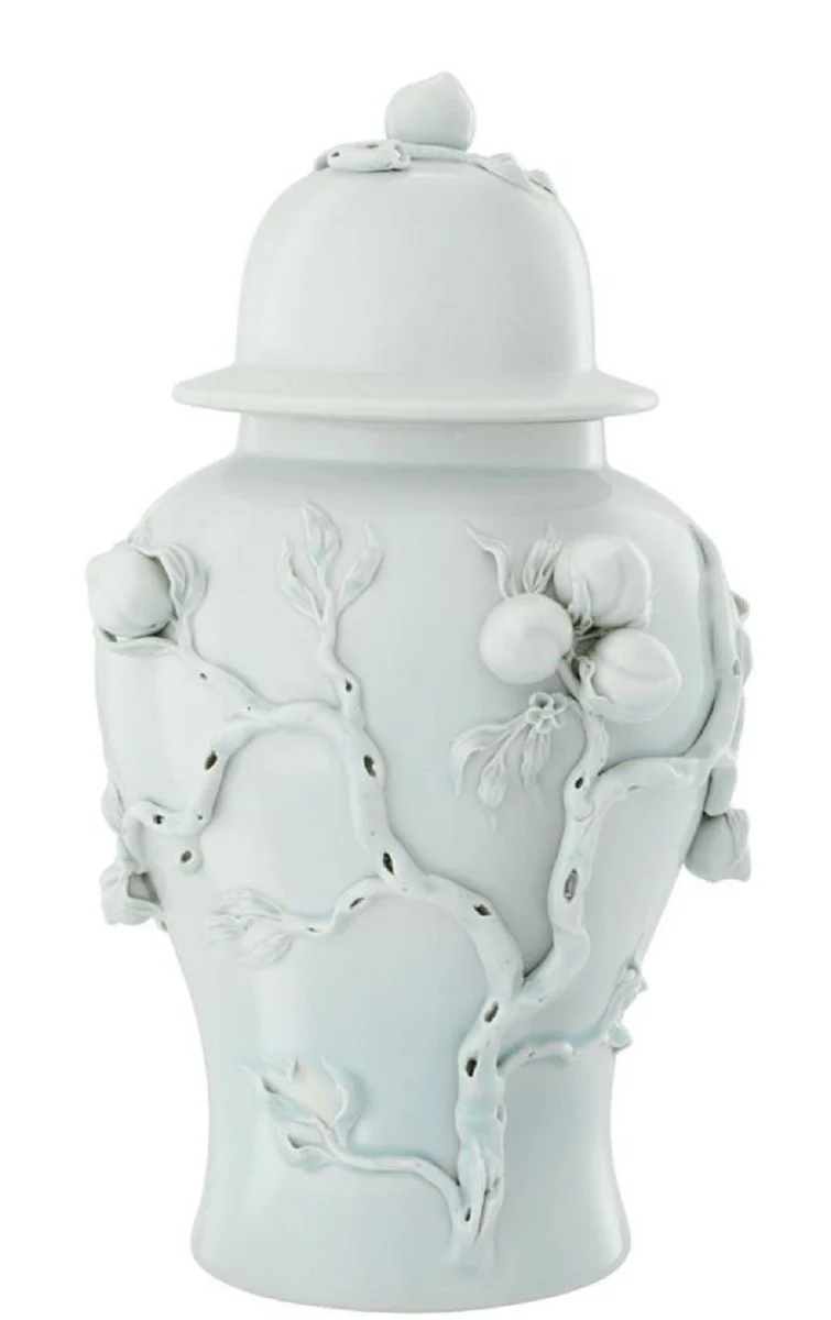 Casa Padrino Luxus Porzellan Vase / Krug mit Deckel Hellmintfarben Ø 30 x H. 47 cm - Hotel & Restaurant Deko Accessoires