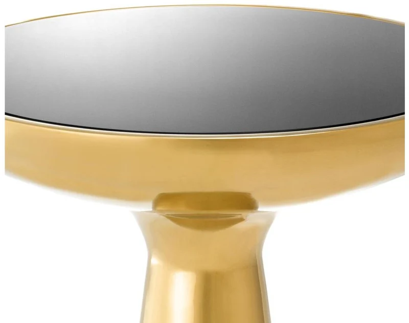 Casa Padrino Luxus Beistelltisch Gold / Schwarz Ø 50 x H. 60 cm - Runder Edelstahl Tisch mit Glasplatte