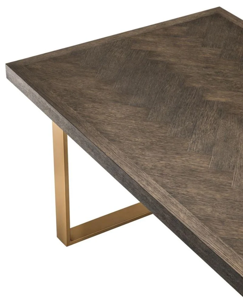 Casa Padrino Luxus Edelstahl Esstisch mit Eichenfurnier Tischplatte Dunkelbraun / Messing 230 x 100 x H. 75,5 cm - Luxus Qualität
