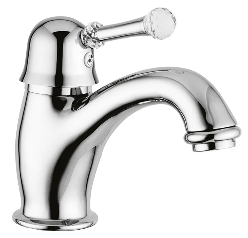 Casa Padrino Luxus Waschtischarmatur im neoklassischen Design mit Swarovski Kristallglas Silber H. 14 cm